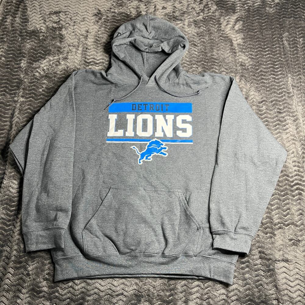 Detroit Lions Charcoal Grey NFL Team Apparel Hoodie Size L